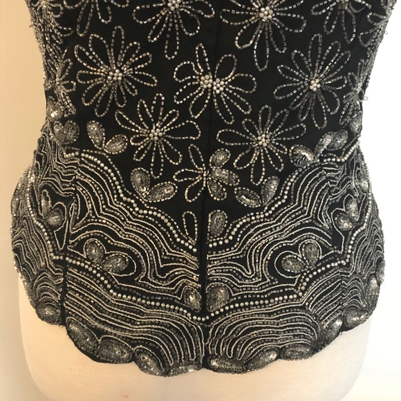Vintage 'Dress Me Up' Black/Silver Party-Top - Picture 11 of 14